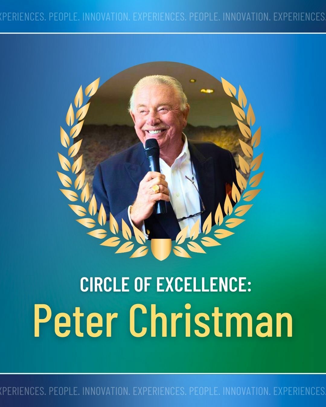 Circle of Excellence: Peter Christman on blue and green background